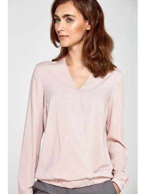 Bluza eleganta, de culoare roz-deschis, cu decolteu in V poza 0