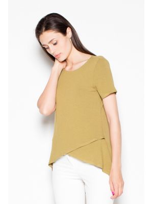 Bluza moderna, asimetrica, de culoare oliv poza 0