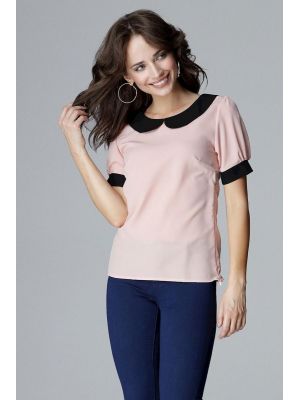 Bluza sic, roz-deschis, cu garnitura contrastanta poza 0