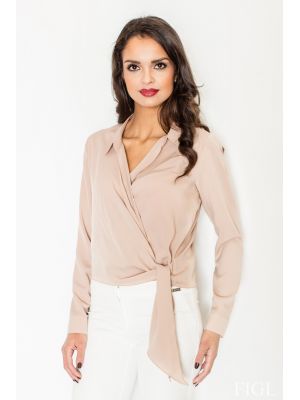 Bluza eleganta, de culoare bej, cu aspect petrecut poza 0