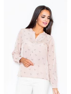 Bluza lejera, de culoare roz, cu guler stil tunica poza 0