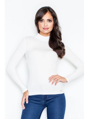 Bluza calduroasa, de culoare alba, cu guler pe gat poza 0