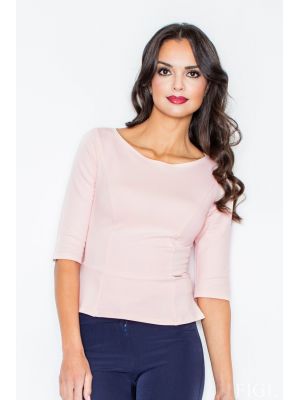 Bluza moderna, de culoare roz, cu maneci trei sferturi poza 0