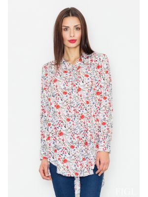 Camasa asimetrica moderna, cu imprimeu floral poza 0