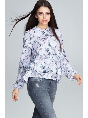 Bluza moderna, cu imprimeu floral si volane suprapuse poza 0