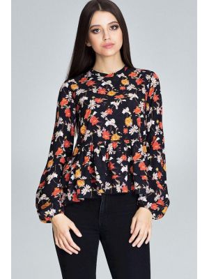 Bluza moderna, cu imprimeu floral si volane suprapuse poza 0