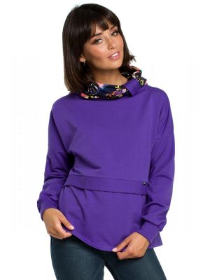 Bluza violet cu guler inalt, cu imprimeu poza 0