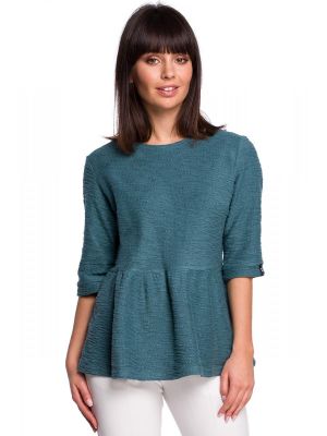 Bluza cu peplum, de culoare turcoaz inchis poza 0