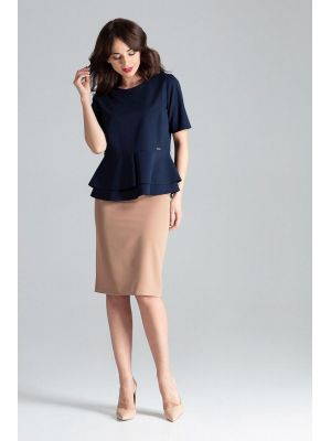 Bluza eleganta, de culoare bleumarin, cu volanase poza 0