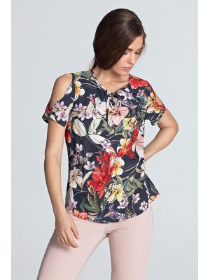 Bluza sic, bleumarin, cu imprimeu floral poza 0