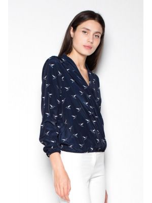 Bluza bleumarin cu imprimeu feminin poza 0