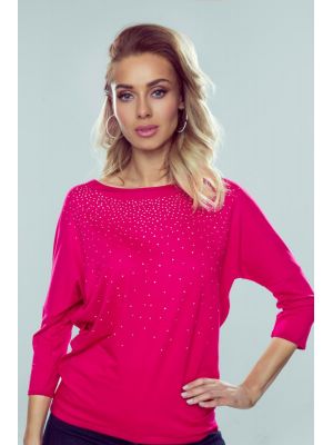 Bluza de culoare fuchsia cu strasuri discrete poza 0