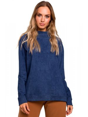 Bluza usor pe gat, de culoare bleumarin poza 0