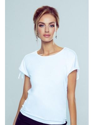 Bluza casual, de culoare alba, cu siret poza 0