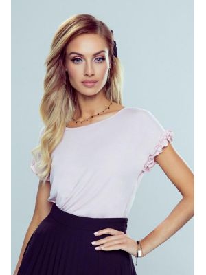 Bluza casual, de culoare roz, decoltata rotund poza 0