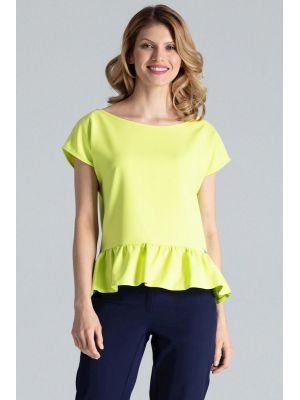 Bluza trendy, de culoare lime, cu peplum poza 0