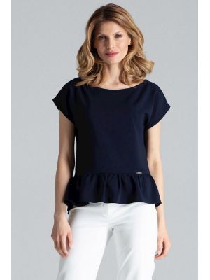 Bluza trendy, de culoare bleumarin, cu peplum poza 0