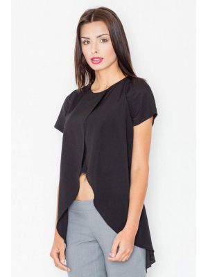 Bluza moderna, asimetrica, de culoare neagra poza 0