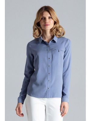 Camasa trendy, albastru-inchis, cu maneci lungi poza 0