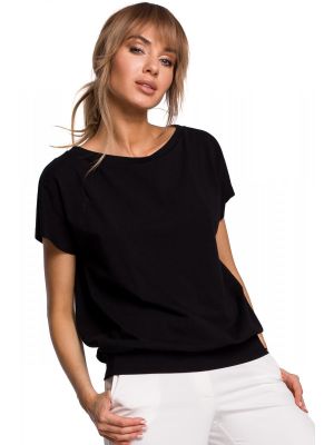 Bluza casual, cu maneca de culoare neagra FBL244217CMD - Bluze dama - Bluze cu maneca scurta
