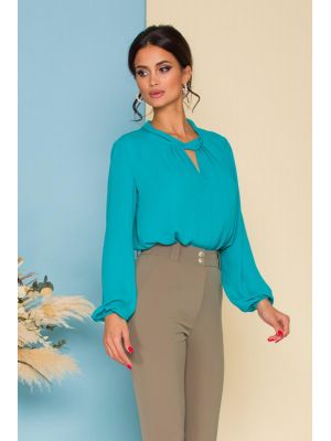 Canoe Elasticity build up Bluza LaDonna by Catalin Botezatu turcoaz cu nod stilizat FBL275089CMD - Bluze dama - Bluze cu maneca lunga Canoe Elasticity build up Bluza LaDonna by Catalin Botezatu turcoaz cu nod stilizat FBL275089CMD - Bluze dama - Bluze cu maneca lunga