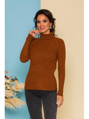 Maleta Cherry maro din tricot cu textura reliefata poza 0