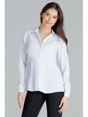 Bluza trendy, alba, cu model plisat poza 0