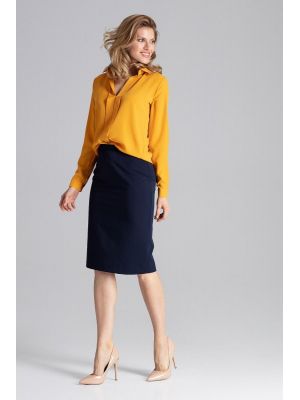 Bluza eleganta, stil camasa, de culoare mustar poza 0