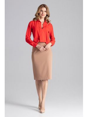 Bluza eleganta, stil camasa, de culoare rosie poza 0