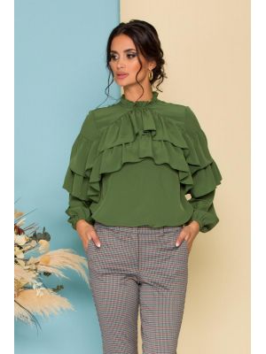 Bluza LaDonna by Catalin Botezatu olive cu volane poza 0