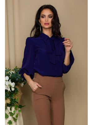 Bluza vaporoasa LaDonna bleumarin cu guler tip esarfa poza 0