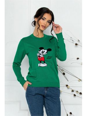 Bluza casual verde cu Mickey Mouse poza 0