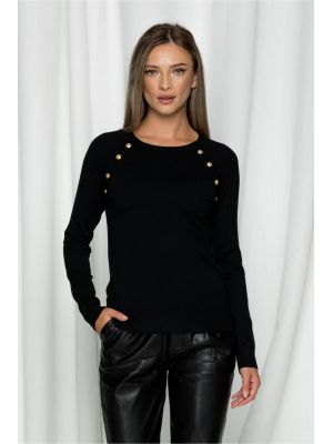 Bluza Mara neagra cu nasturi aurii decorativi la umeri poza 0