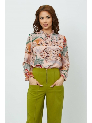 Bluza Raluca roz pal cu imprimeu colorat poza 0