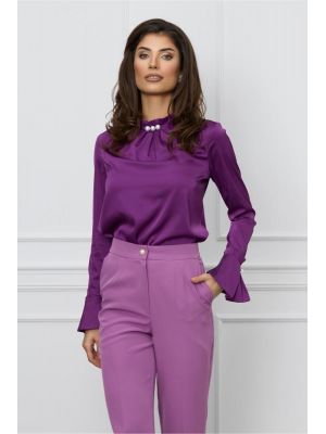 Bluza MBG mov cu perle la guler poza 0
