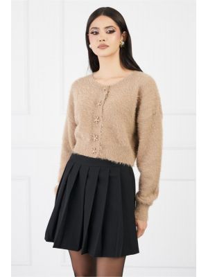 Bluza Daisy maro scurta cu nasturi in forma de flori poza 0