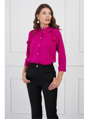 Camasa Aura fucsia cu volane poza 0