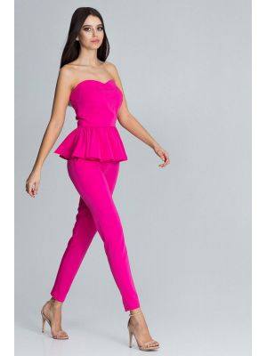 Costum sic, fuchsia, format din top si pantaloni poza 0