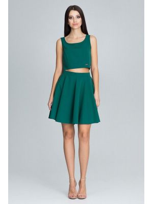 Costum trendy, de culoare verde, cu top scurt poza 0