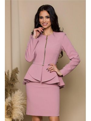 Compleu LaDonna roz cu peplum in talie poza 0