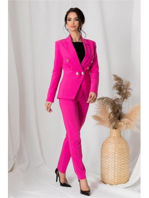 Compleu LaDonna fucsia cu nasturi aurii pe sacou si pantaloni poza 0