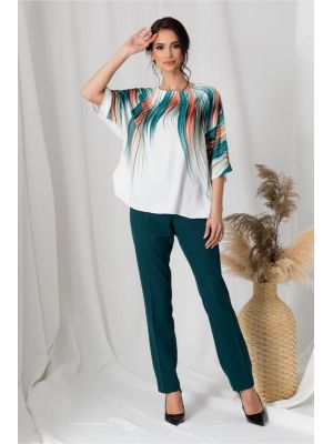 Compleu Sara verde cu imprimeu pe bluza poza 0