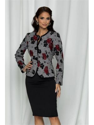 Compleu Leonard Collection cu sacou imprimeu floral si fusta neagra poza 0