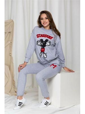 Compleu sport gri cu Mikey Mouse din paiete poza 0