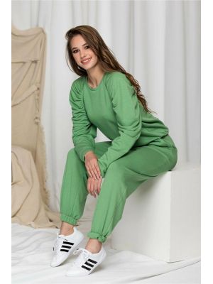 Compleu sport LaDonna verde fistic cu pliuri pe bluza poza 0