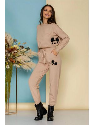Costum sport Mickey bej din tricot poza 0