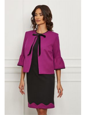 Compleu Dy Fashion cu sacou magenta si rochie neagra poza 0