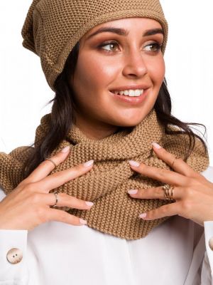 Fular circular, model tricotat de culoare bej poza 0
