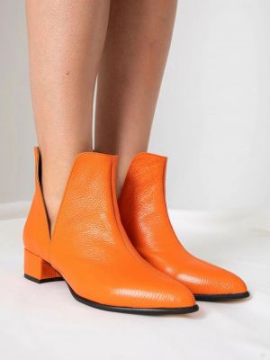 Botine joase orange cu decupaj poza 0