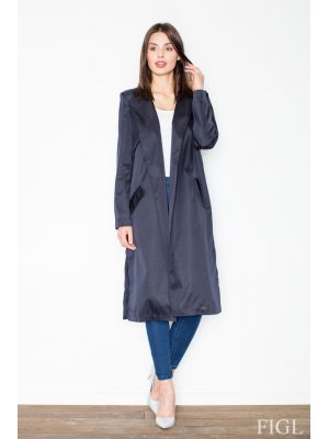 Trench elegant, de culoare bleumarin, fara nasturi poza 0